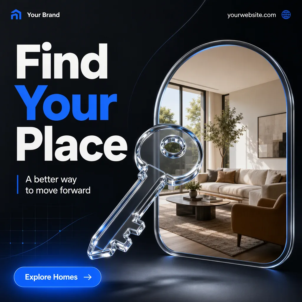 Glossy Glass Key Real Estate Post