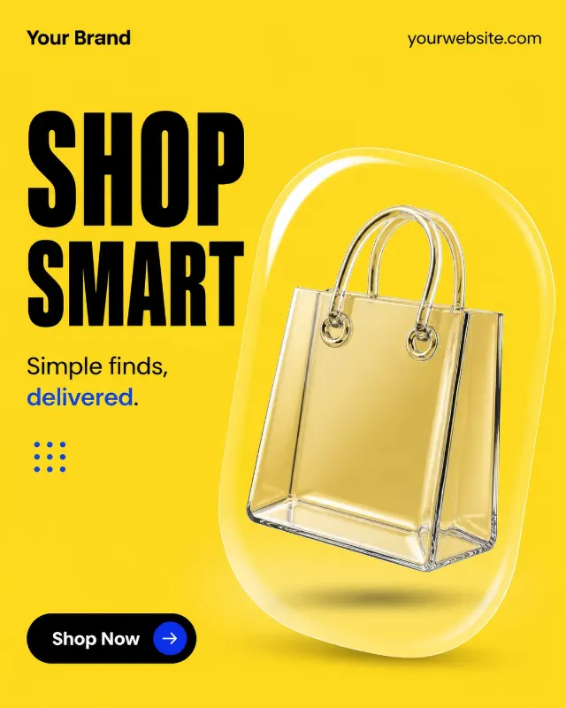 Glossy Glass Shopping Bag E-Commerce Post