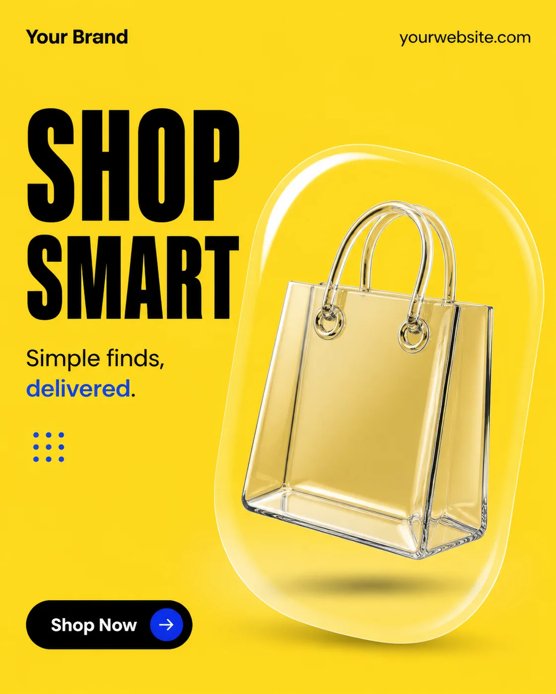Glossy Glass Shopping Bag E-Commerce Post
