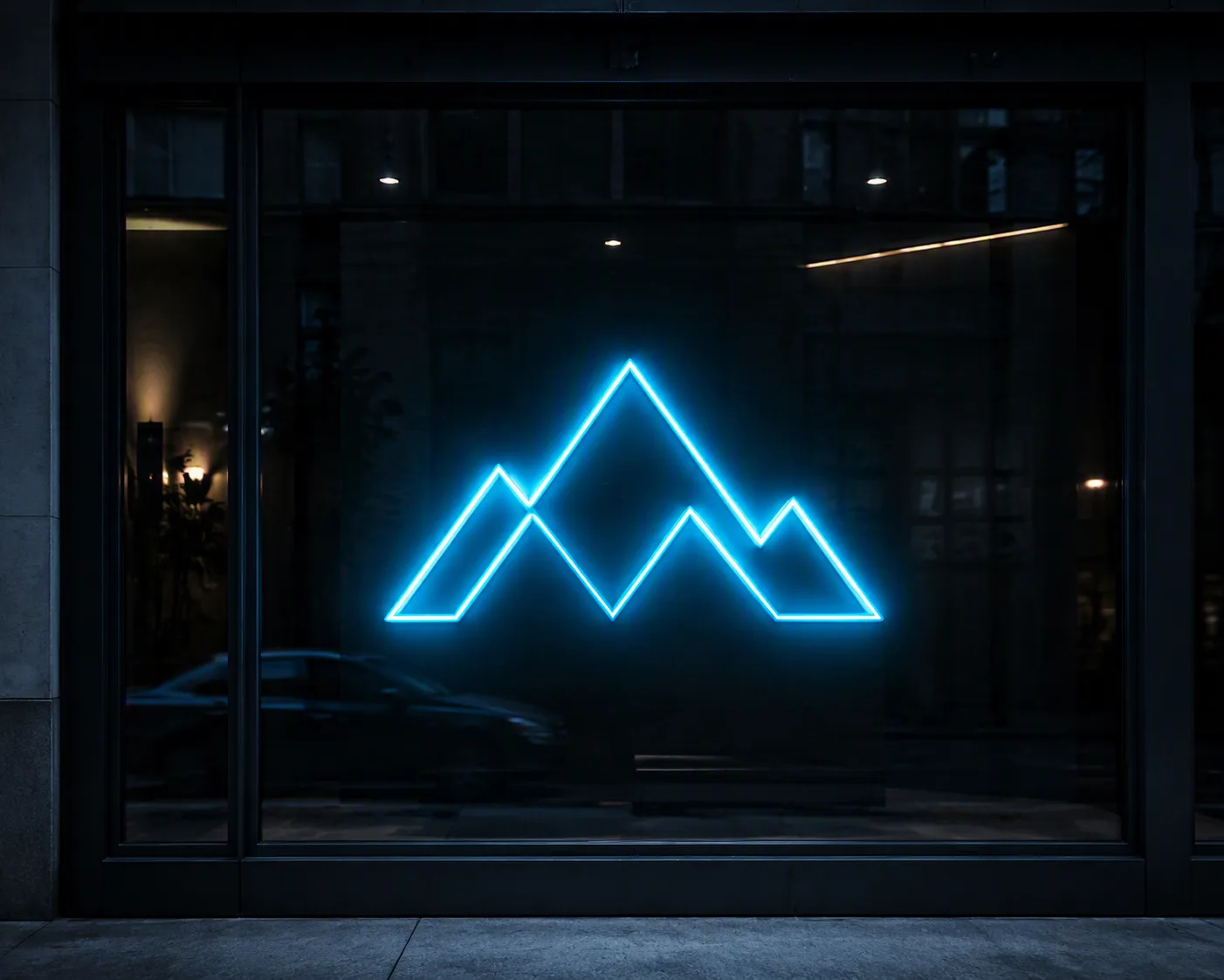 Glowing Logo Storefront Window Mockup