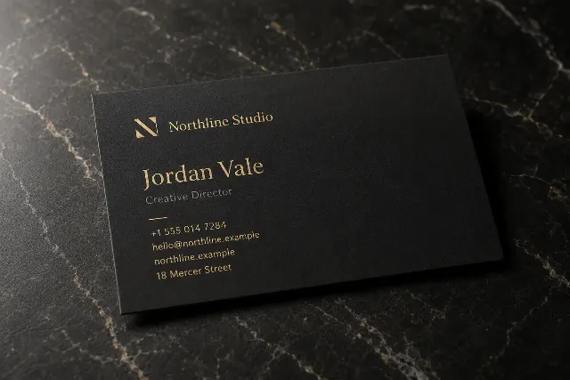 Gold Foil Black Business Card Mockup