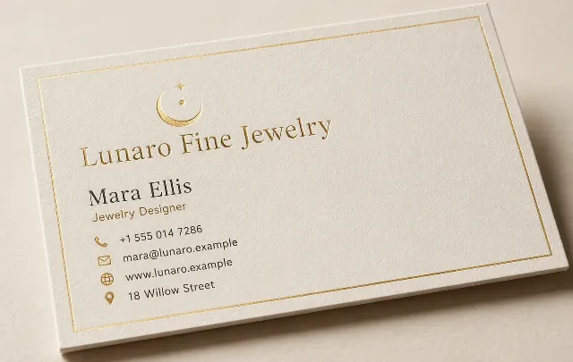 Gold Foil Jewelry Business Card Mockup