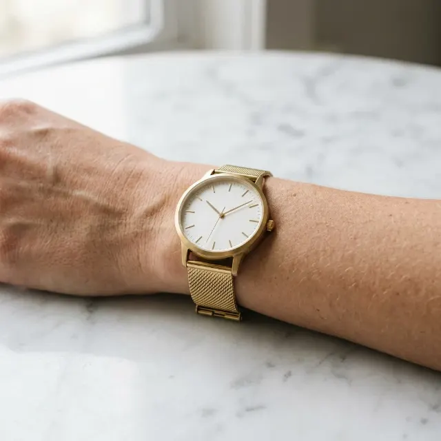 Gold Minimalist Watch Wrist Photo