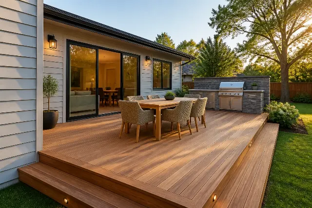 Golden Hour Backyard Deck Listing Photo