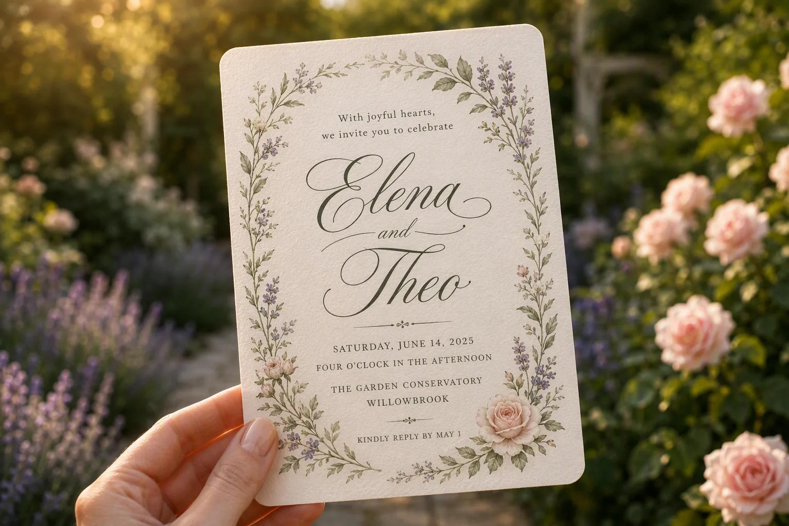 Golden Hour Garden Wedding Invitation