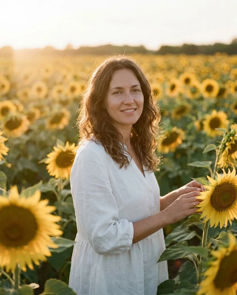 Golden Hour Sunflower Field Portrait