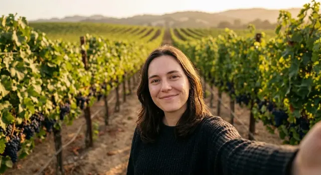Golden Hour Vineyard Lifestyle Selfie