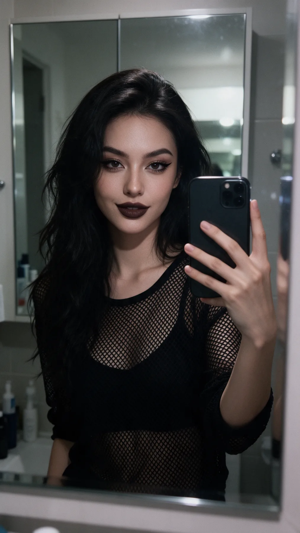 Goth Bathroom Mirror Selfie Portrait