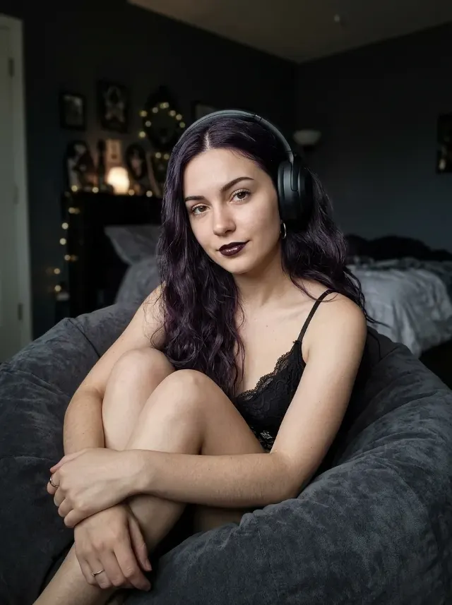 Goth Beanbag Headphone Portrait