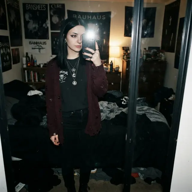 Goth Bedroom Mirror Selfie