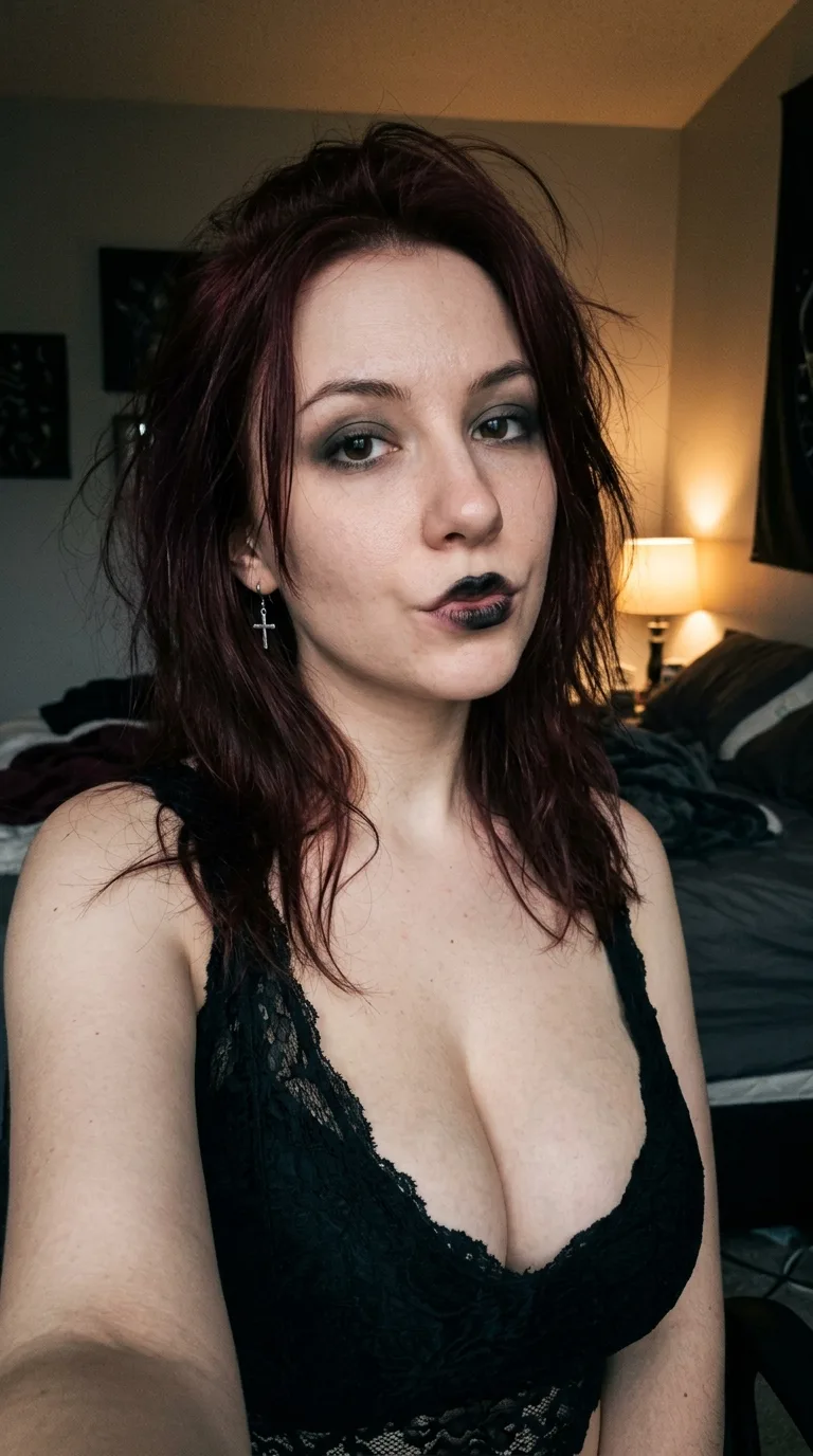 Goth Bedroom Phone Selfie Portrait