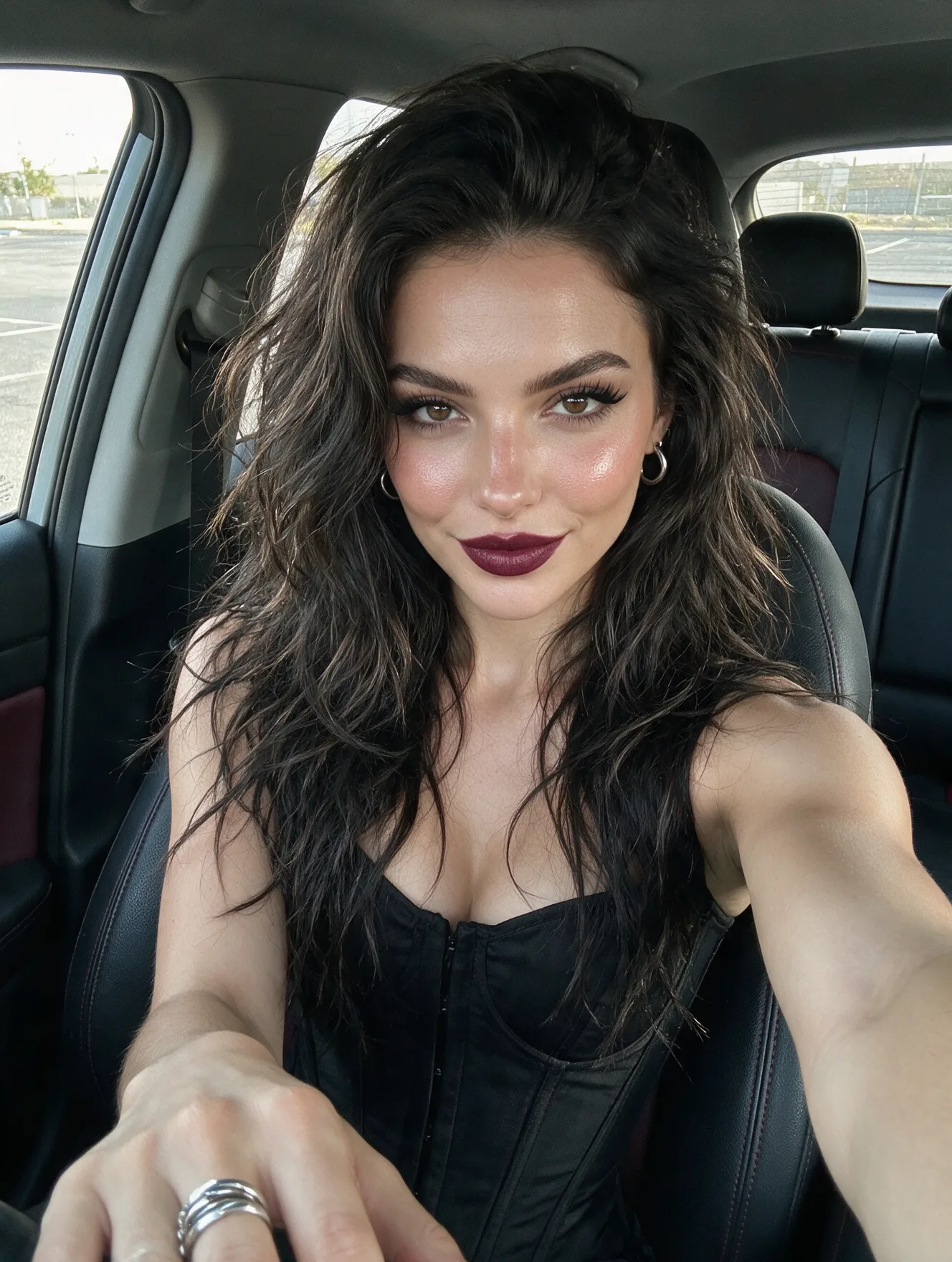 Goth Car Selfie Social Media Portrait