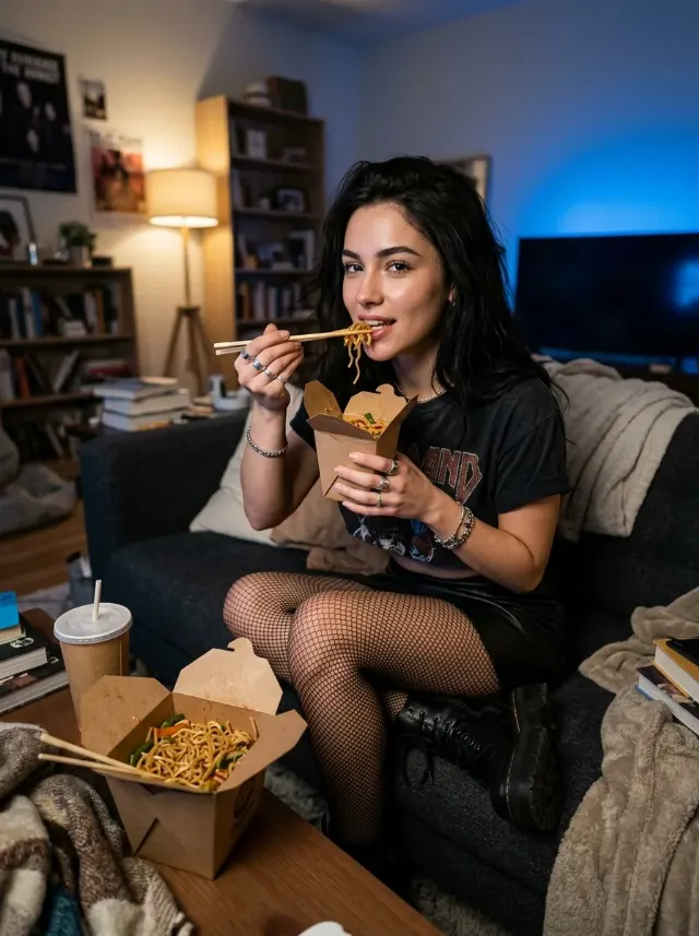 Goth Couch Takeout Lifestyle Portrait