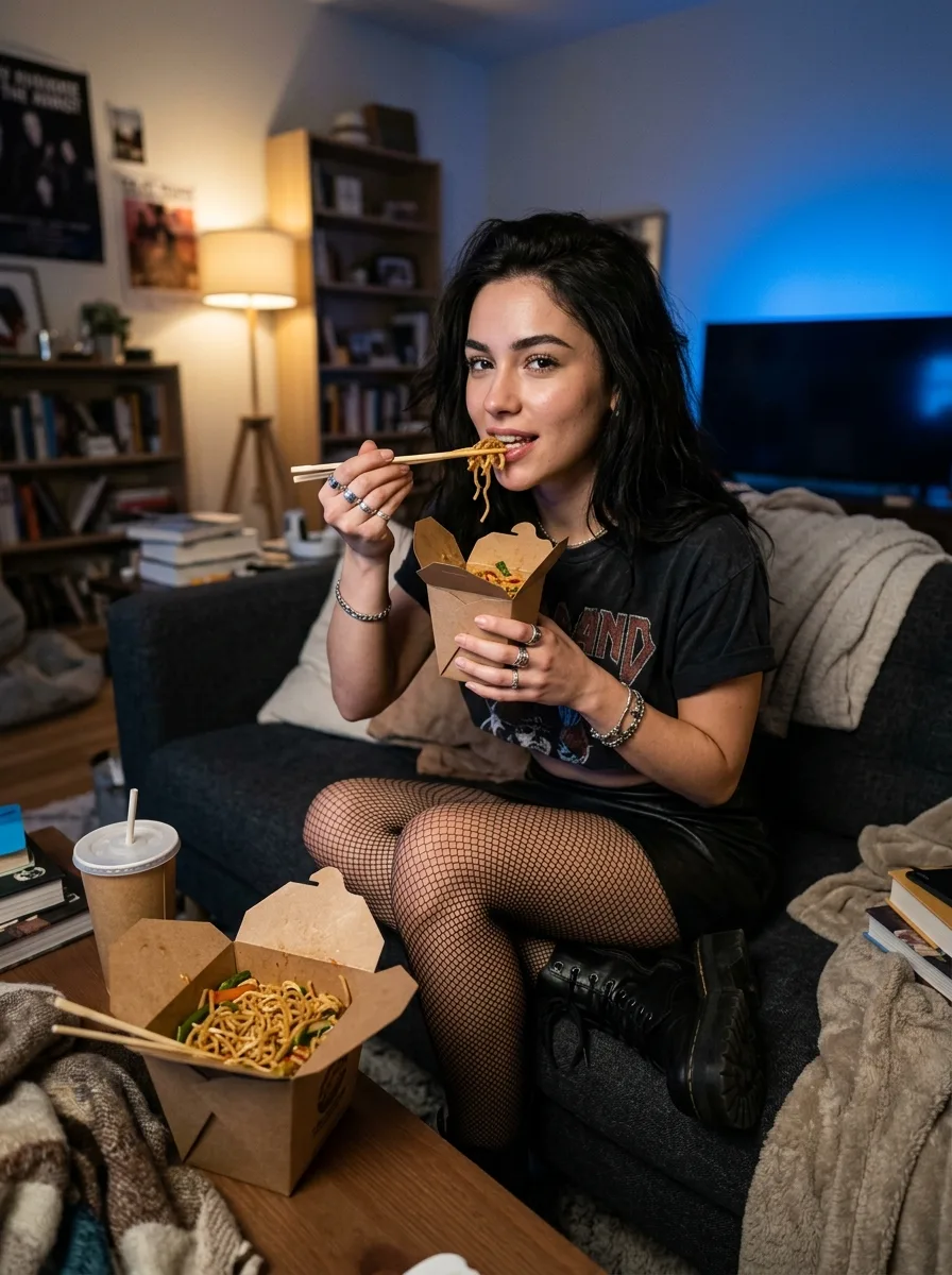 Goth Couch Takeout Lifestyle Portrait
