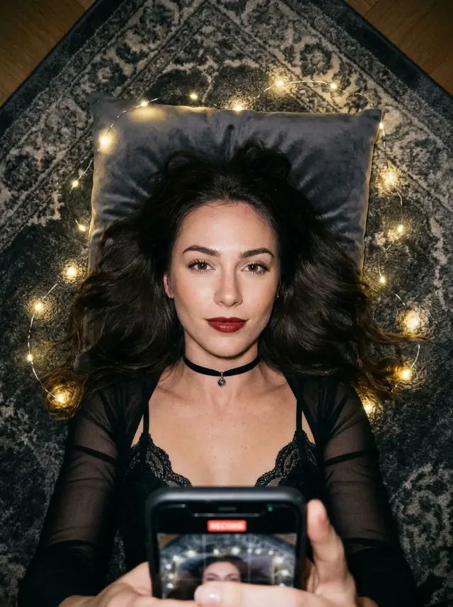 Goth Fairy Light Rug Selfie Portrait