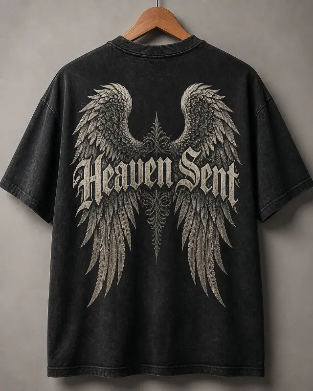 Gothic Angel Wings Streetwear T-Shirt Mockup