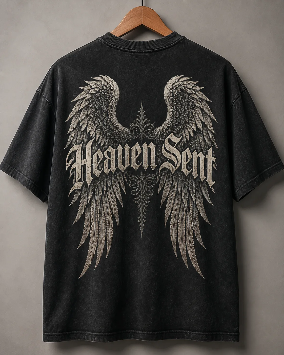 Gothic Angel Wings Streetwear T-Shirt Mockup