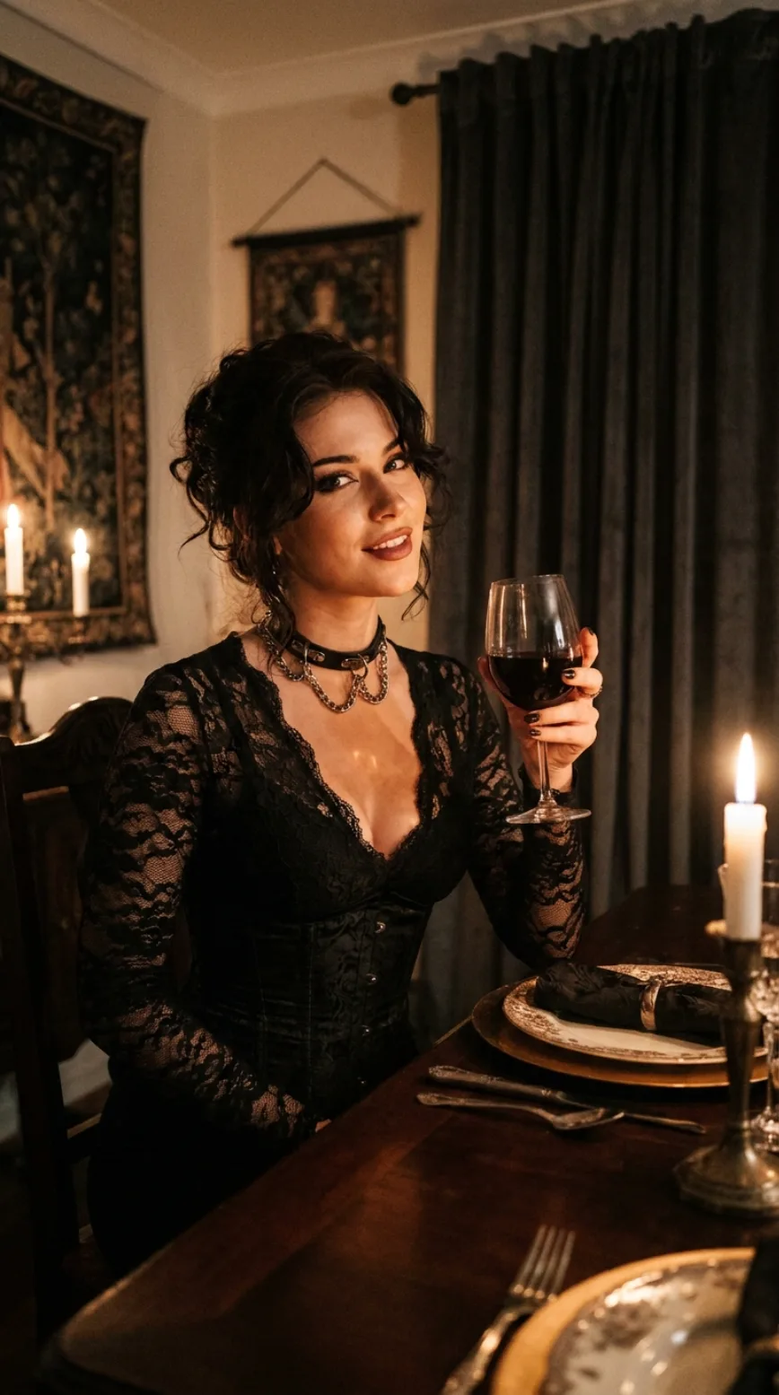 Gothic Candlelit Dinner Influencer Photo