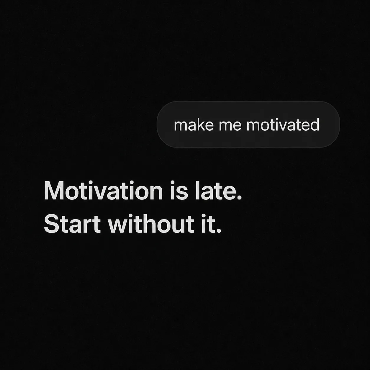 Grainy Black AI Motivation Chat Screen