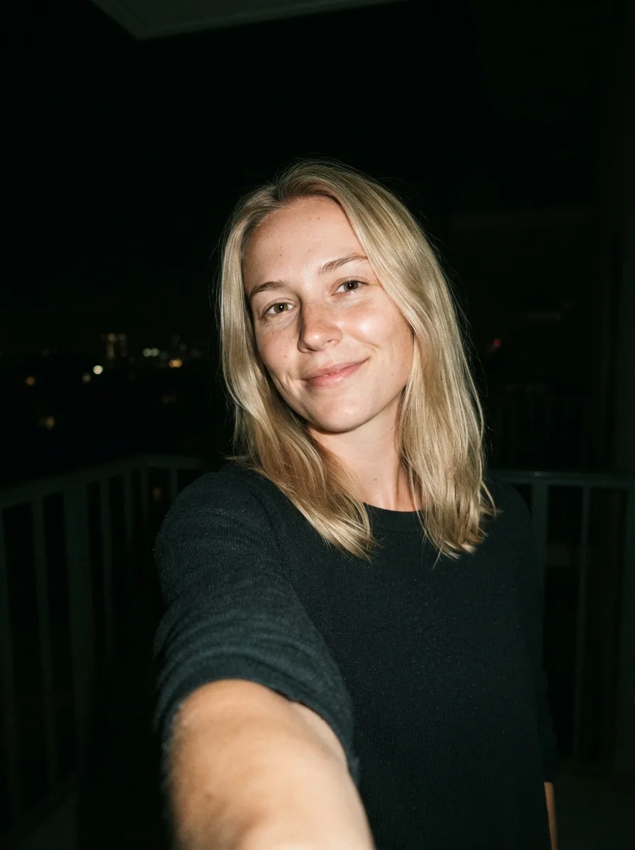 Grainy Nighttime Balcony Selfie