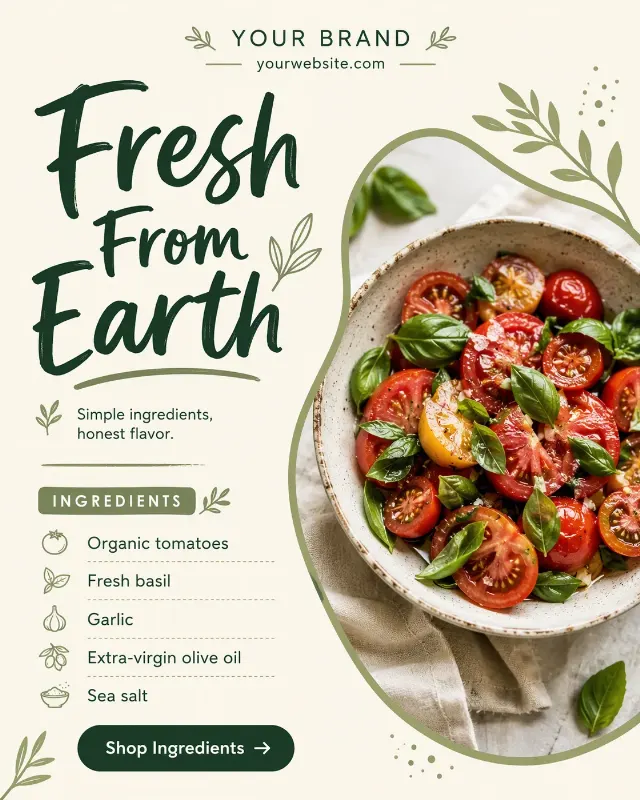 Green And Cream Organic Recipe Card Post