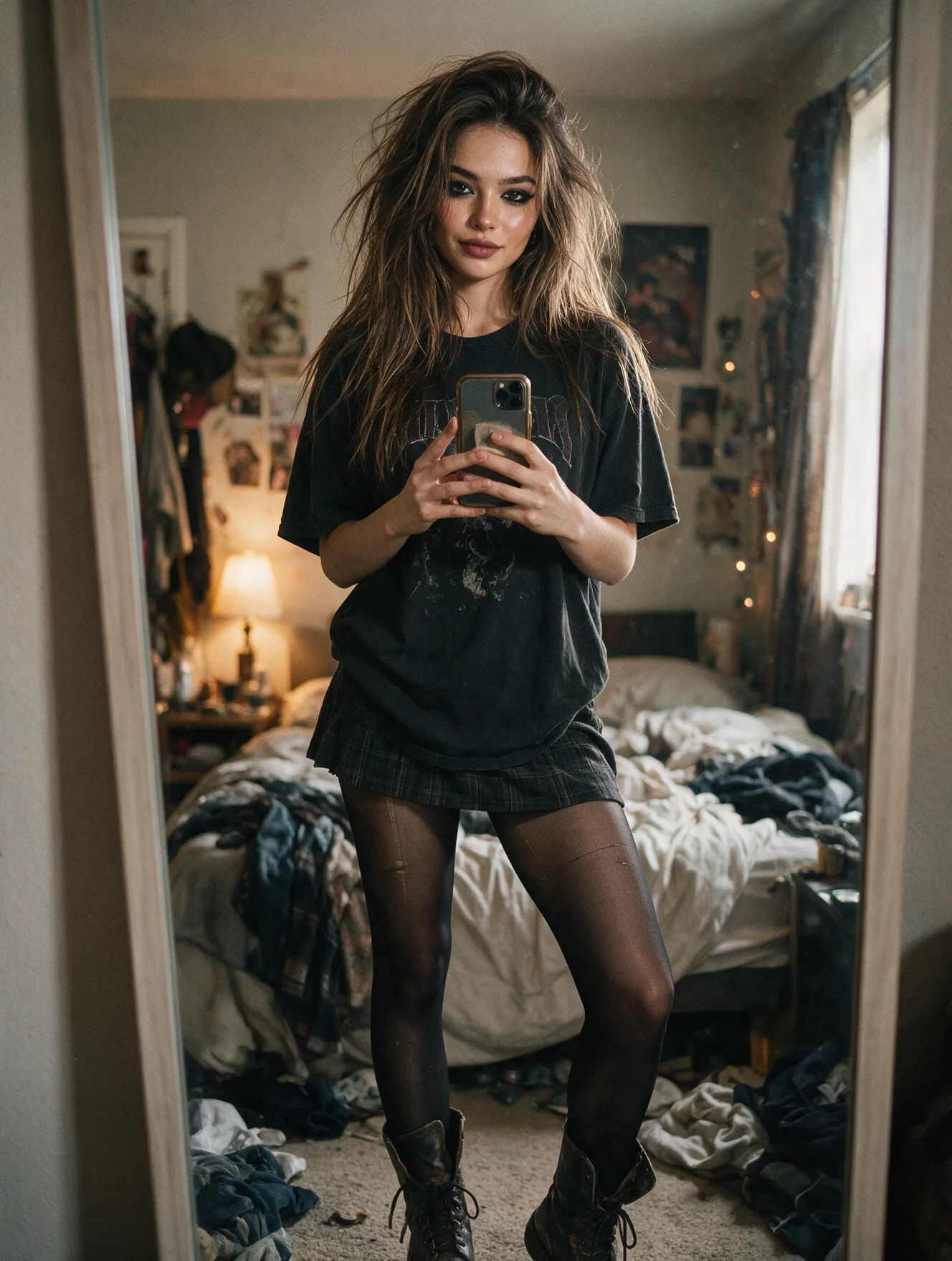 Grunge Bedroom Mirror Selfie Portrait