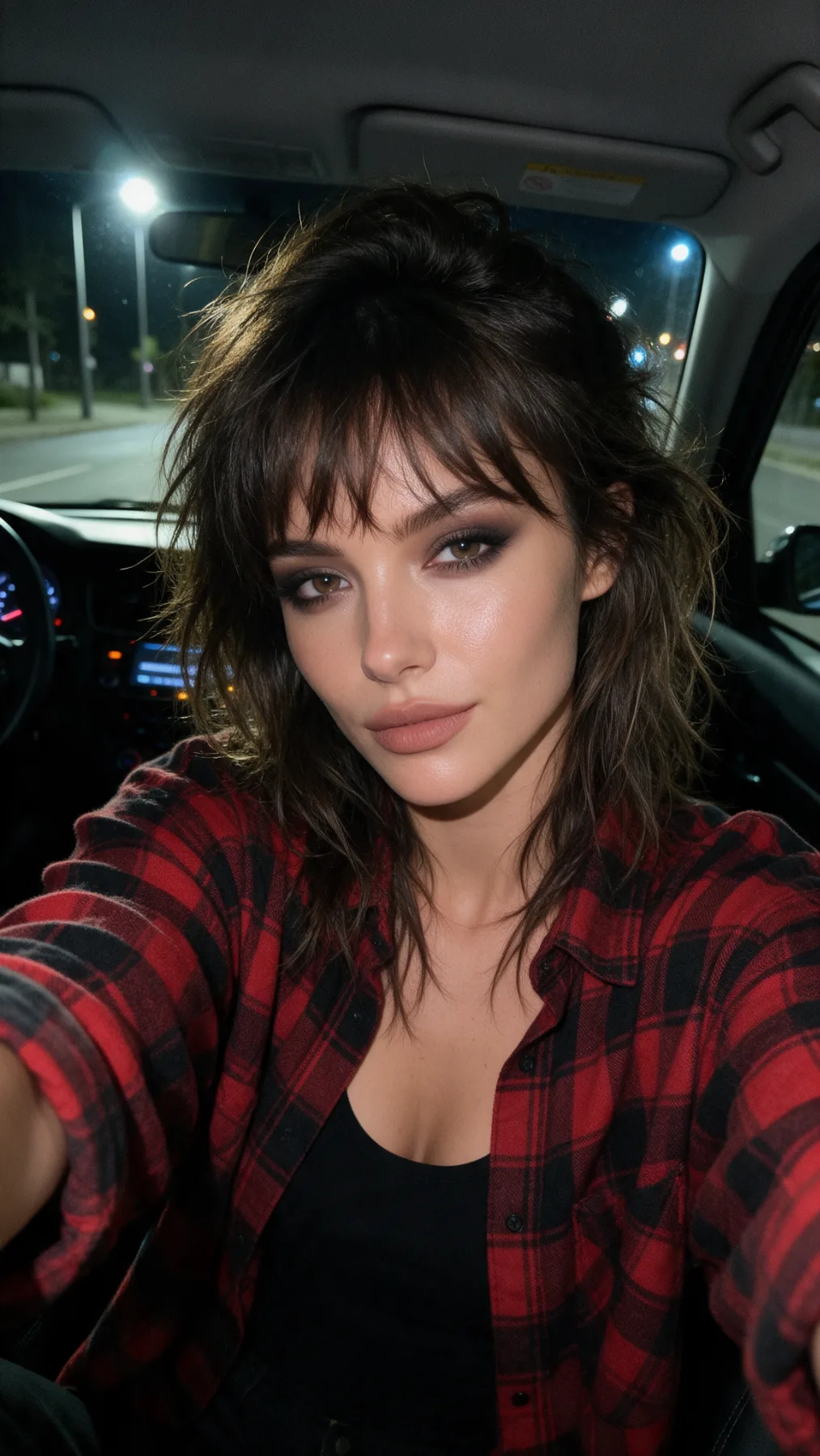 Grunge Night Car Selfie Portrait