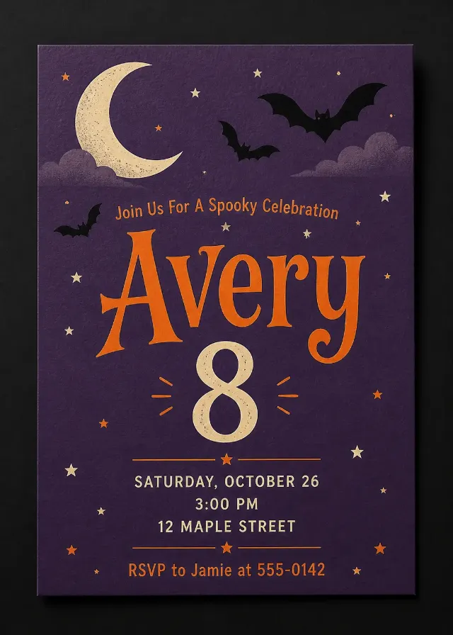 Halloween Birthday Invitation Flat Lay