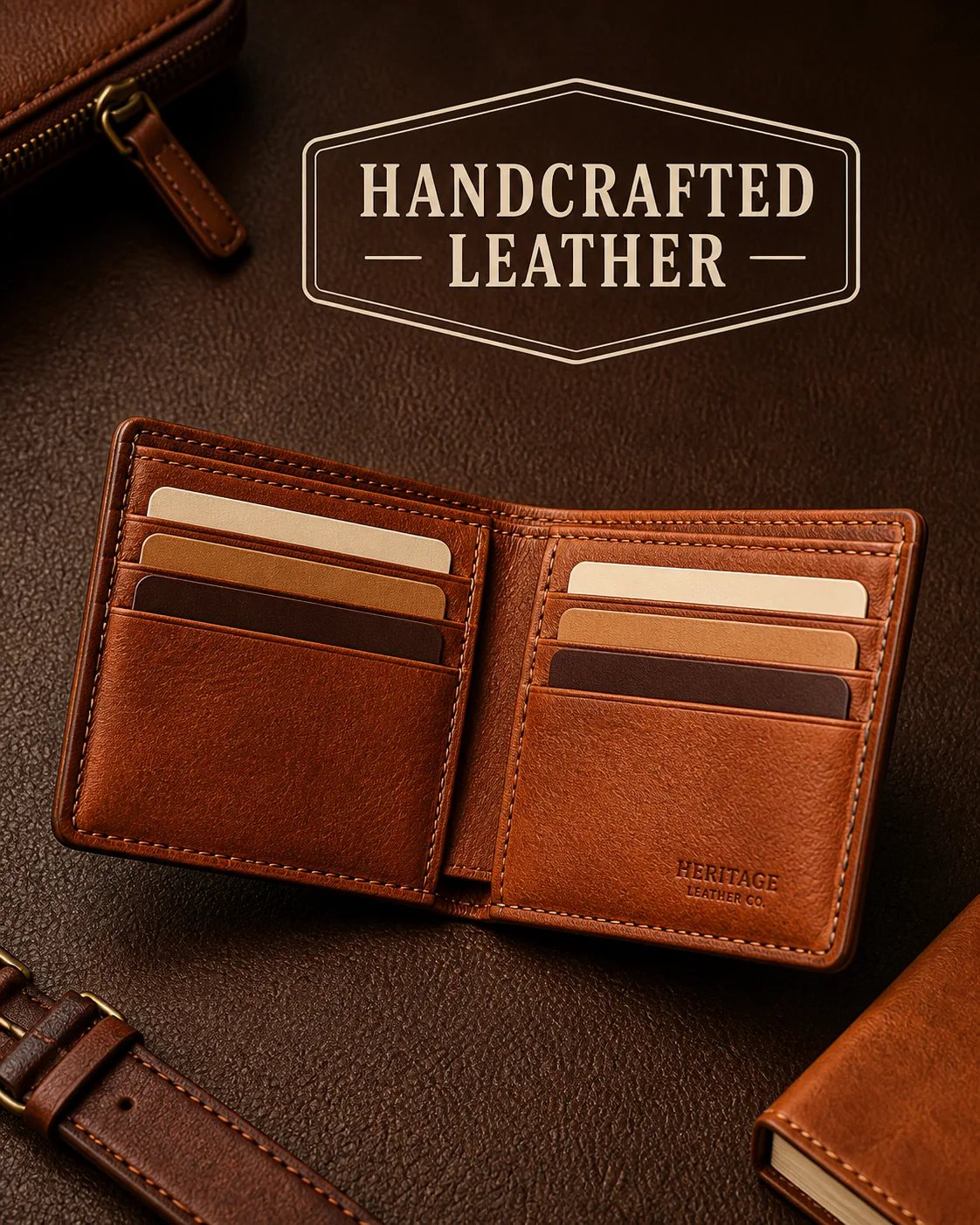 Handcrafted Leather Wallet Accessories Ad