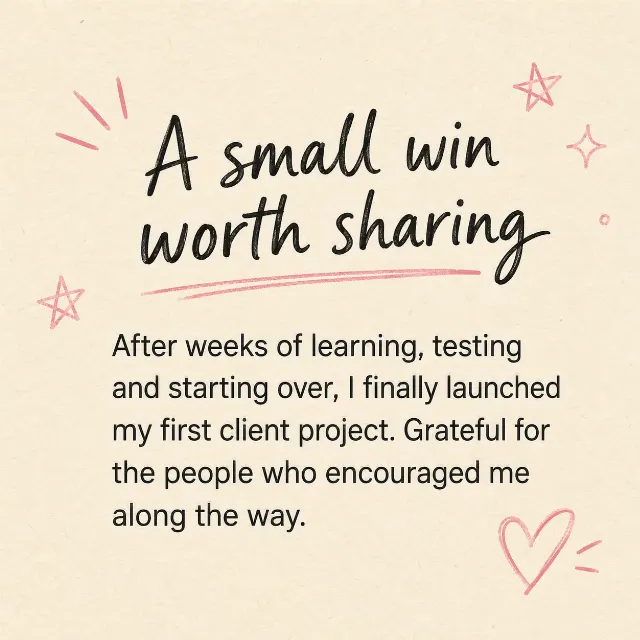 Handwritten LinkedIn Personal Update Post