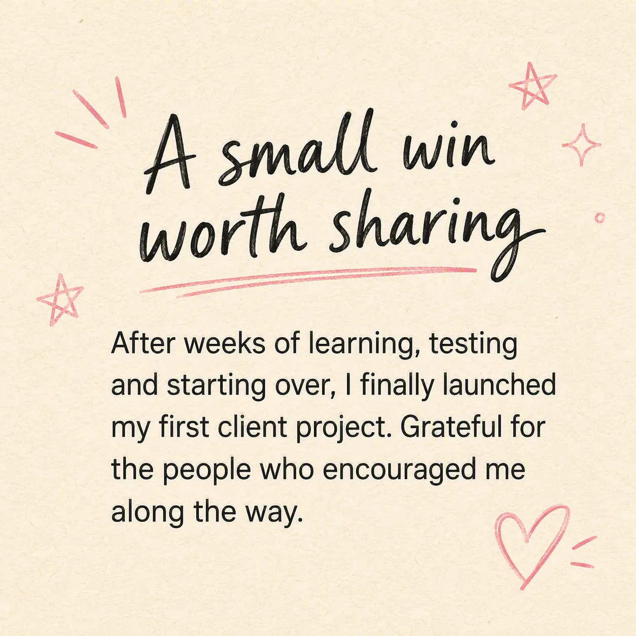 Handwritten LinkedIn Personal Update Post