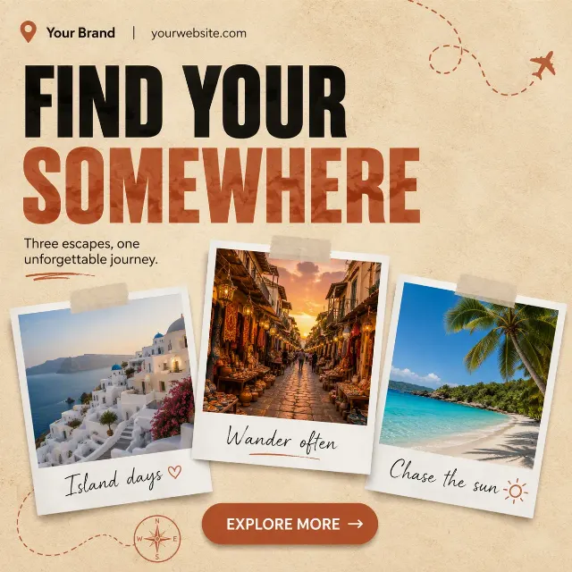 Handwritten Polaroid Travel Collage Post