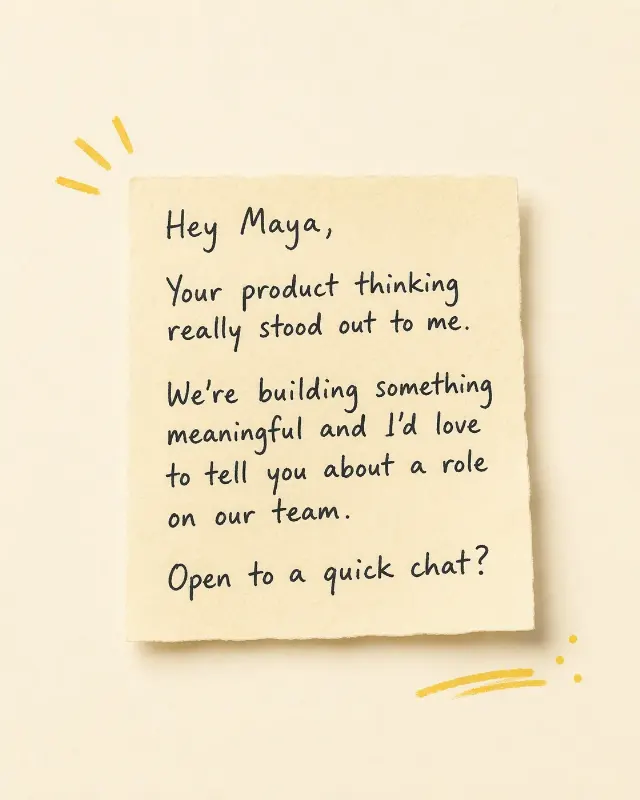 Handwritten Sticky Note LinkedIn Recruiting Post