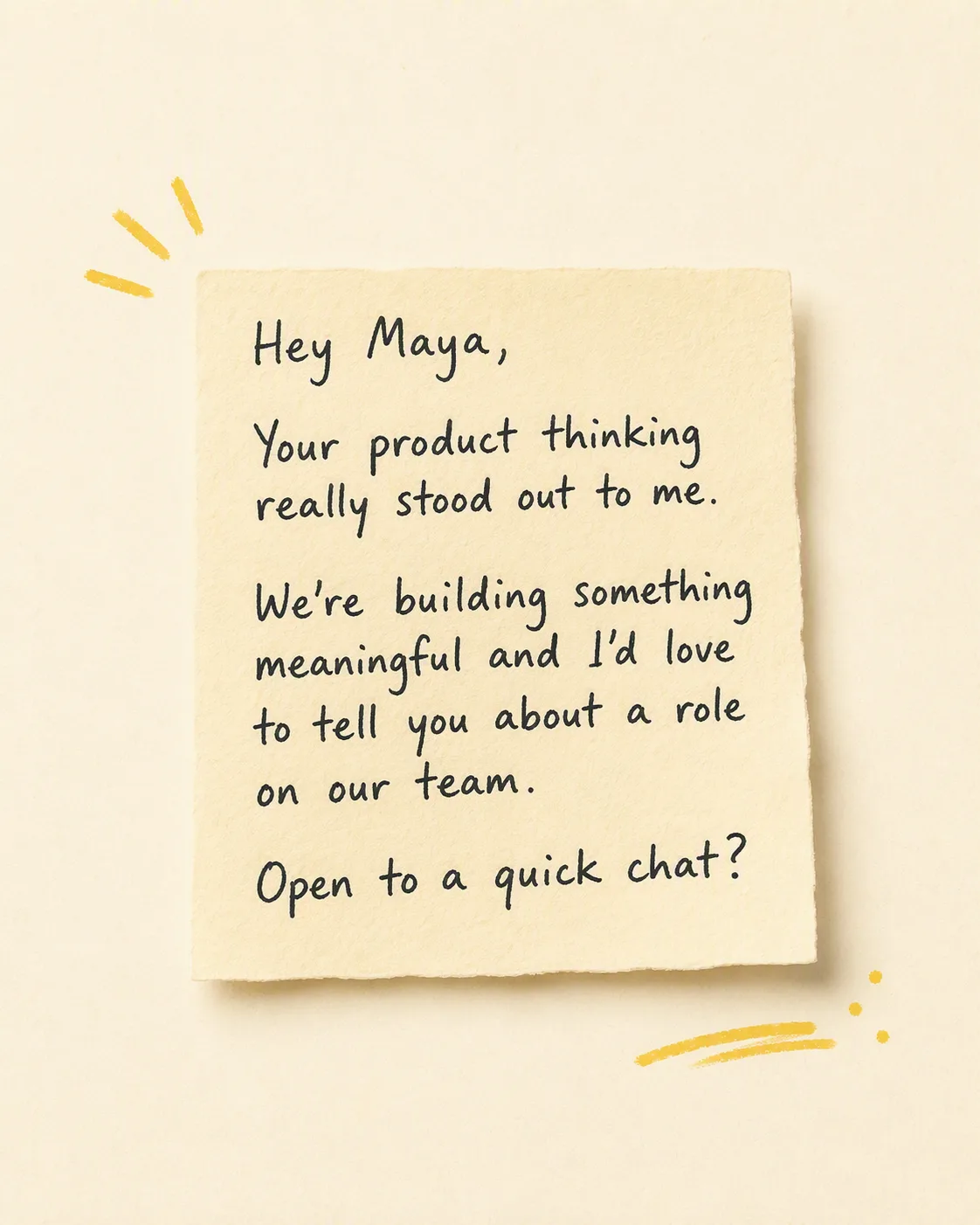 Handwritten Sticky Note LinkedIn Recruiting Post