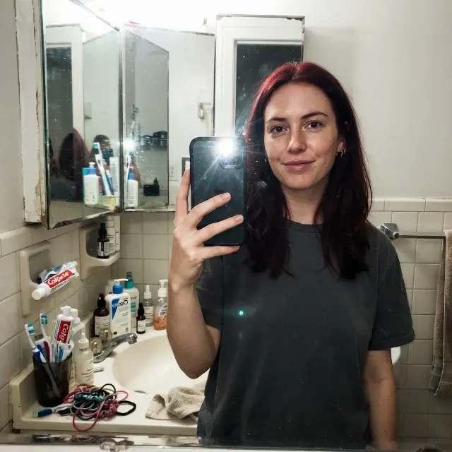 Harsh Flash Bathroom Mirror Selfie