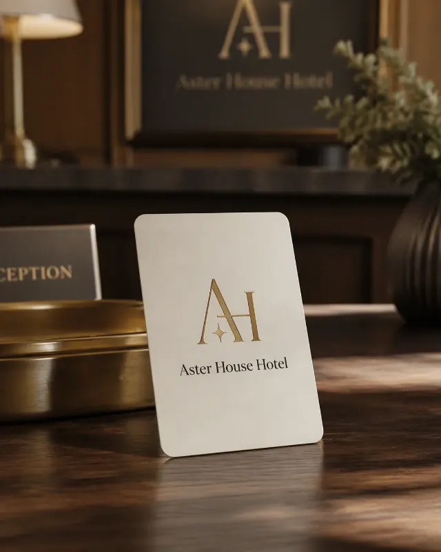 Hotel Key Card Logo Desk Mockup