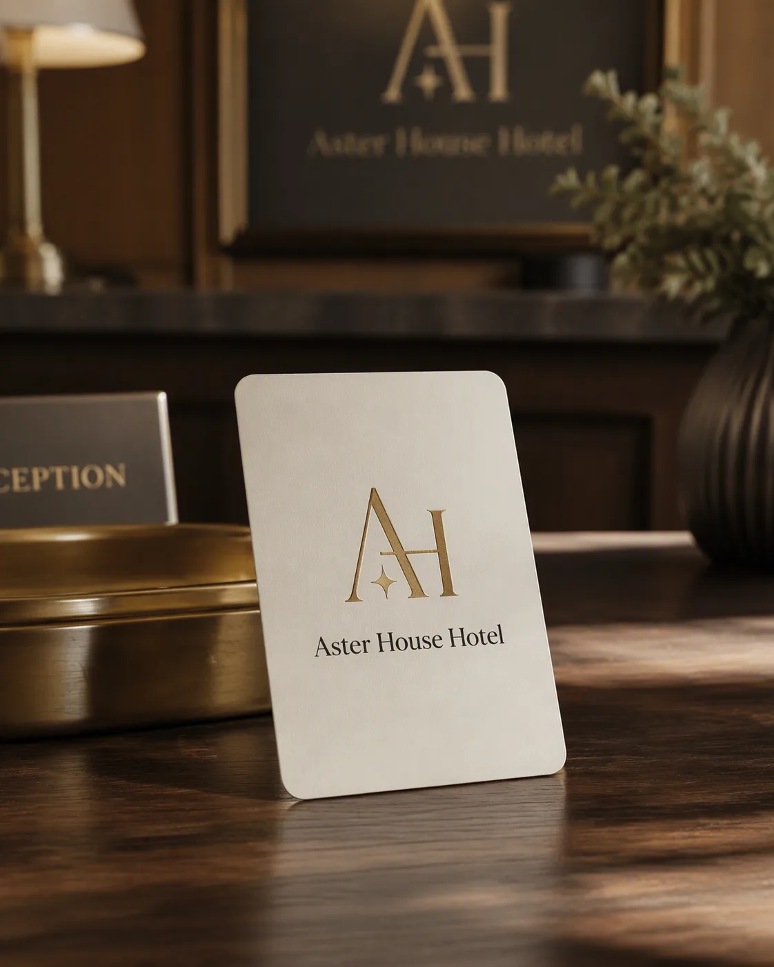 Hotel Key Card Logo Desk Mockup