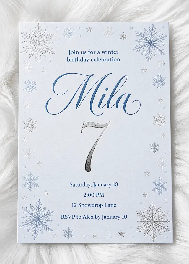 Icy Blue Winter Wonderland Birthday Invitation