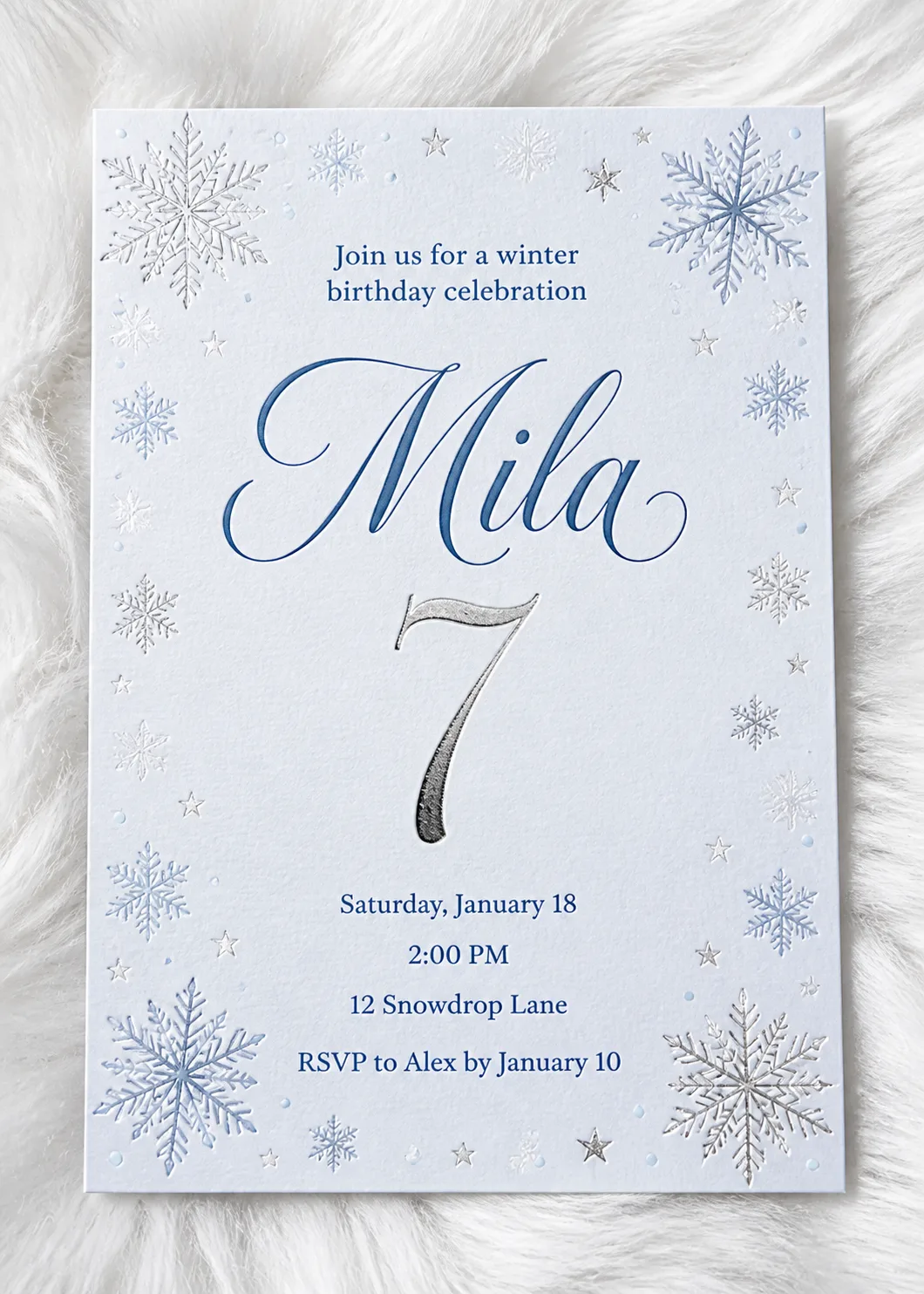 Icy Blue Winter Wonderland Birthday Invitation