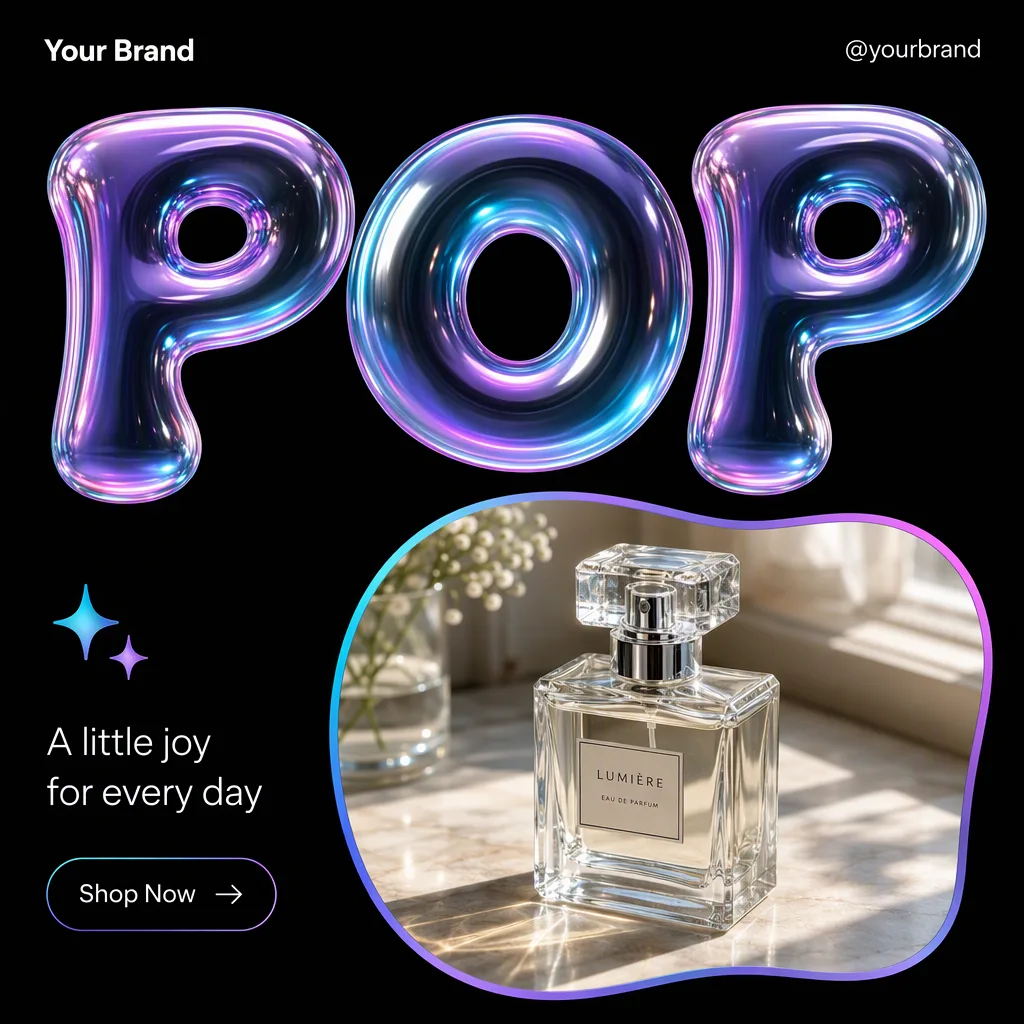 Iridescent Bubble Letter Brand Post