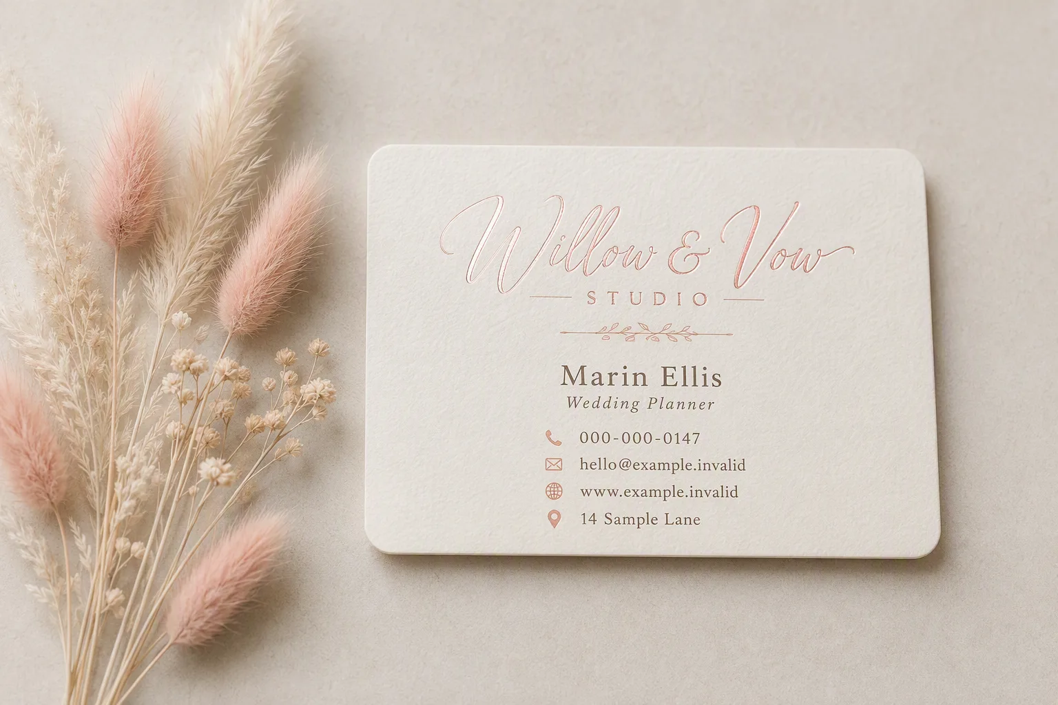 Ivory Blush Foil Wedding Planner Card