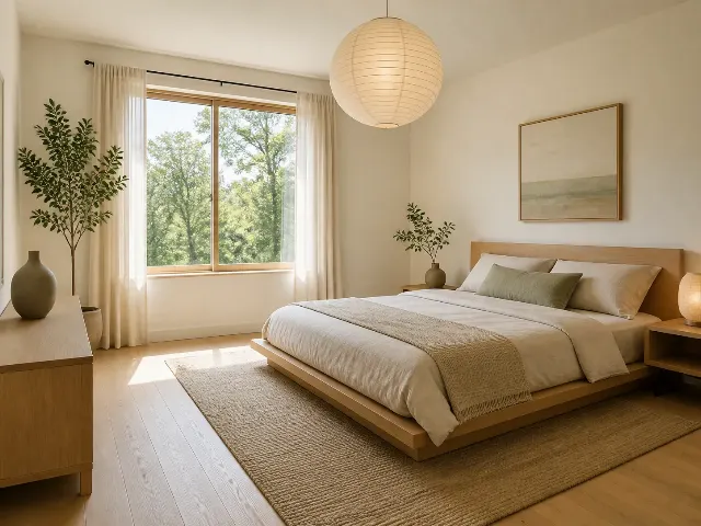 Japandi Bedroom Virtual Staging