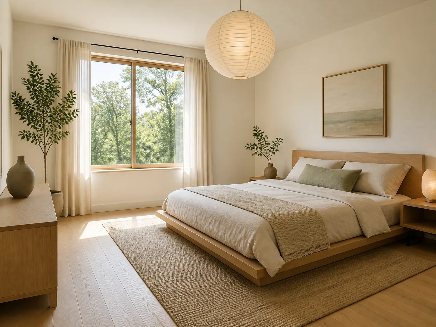 Japandi Bedroom Virtual Staging