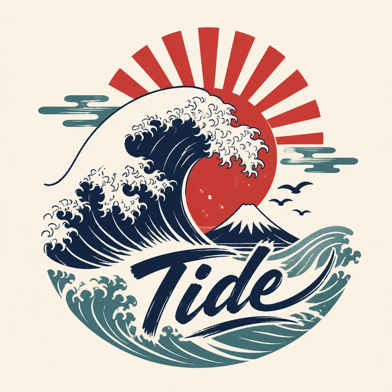 Japanese Wave T-Shirt Print Design