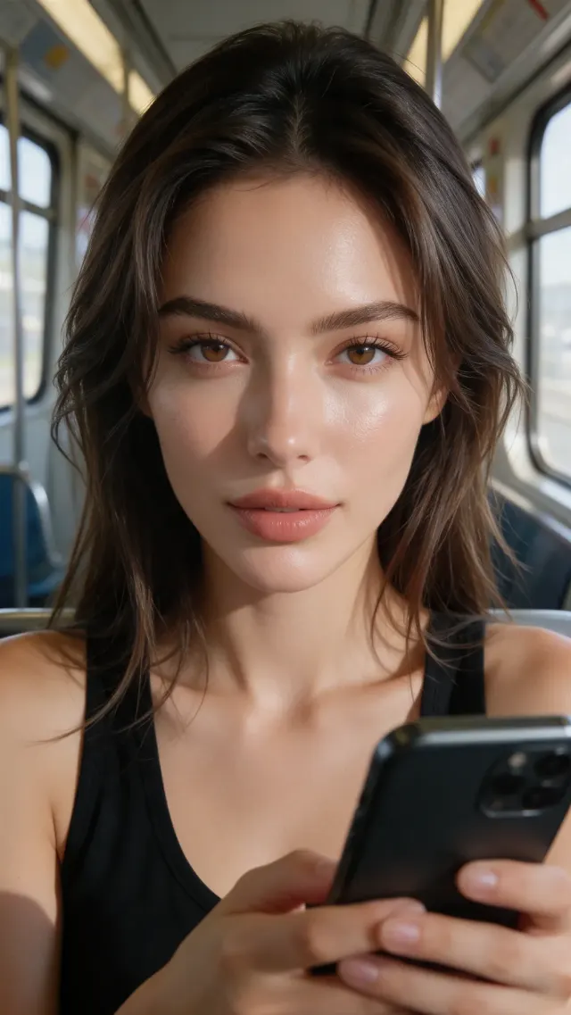 K-Beauty Subway Train Close Selfie
