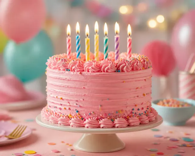 Kids Birthday Cake Candle Table Photo