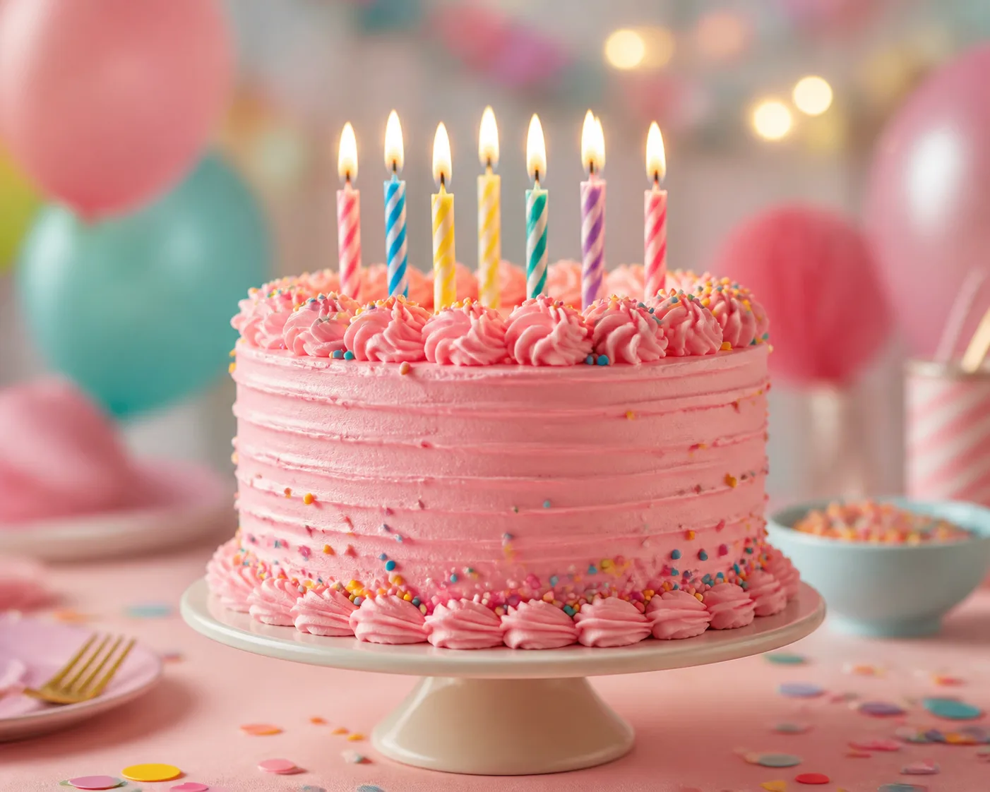 Kids Birthday Cake Candle Table Photo