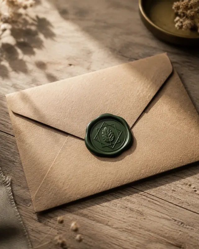 Kraft Envelope Wax Seal Logo Mockup