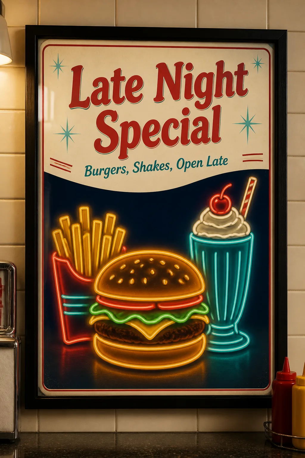 Late Night Diner Burger Poster
