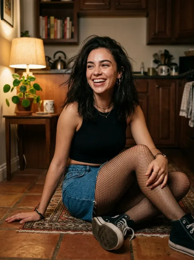 Laughing Kitchen Floor Lifestyle Portrait